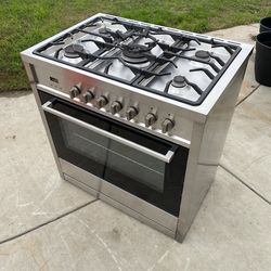 36” Freestanding Stainless Steel Dual (Gas) 5 Burners Stove And Electric Convection Oven