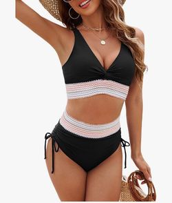 Size M Women High Waisted Bikini Sets Two Piece Swimsuits Tummy Control Bathing Swim Suits Summer Modest Swimwear
Size M