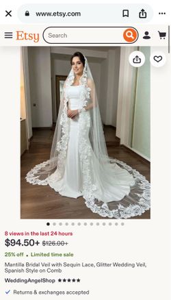 Sequence Bridal Veil with train white