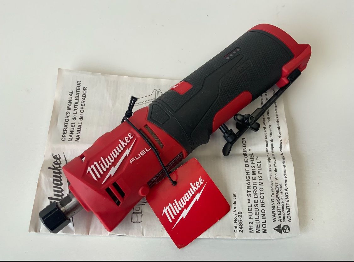 Milwaukee M12 FUEL 2486-20 Straight Die Grinder - Cordless, 12V, Compact Power Tool