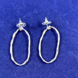 Silver Hoop Earrings with Hammered Finish