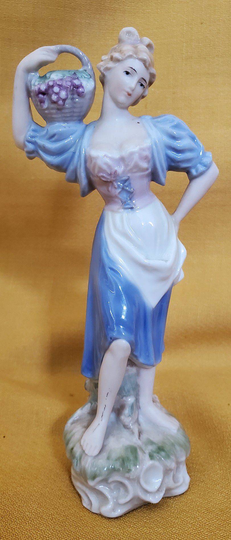 Vintage Lladro Style Figurine; Lady Carrying Flower Pot 7" tall - REDUCED 
