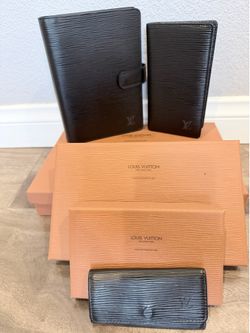 Auth 3-piece Louis Vuitton Black Eli Leather