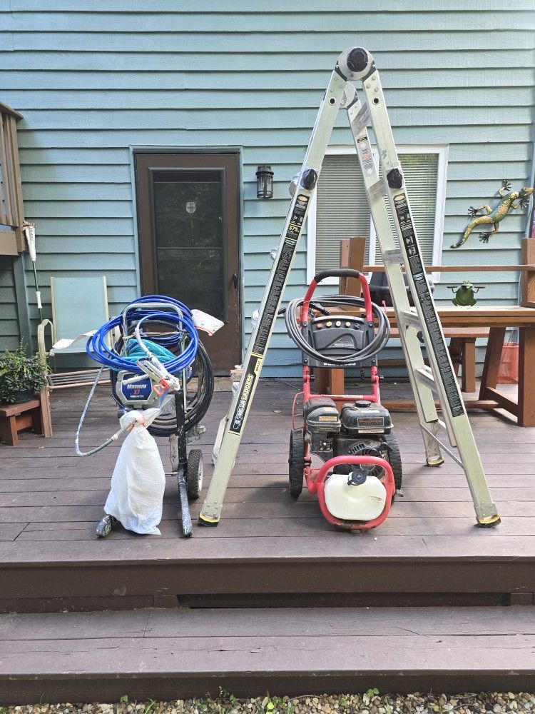 Paint Sprayer And Ladder And Pressure Washer