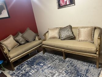 Two piece sofa set includes six throw pillows $300 OBO