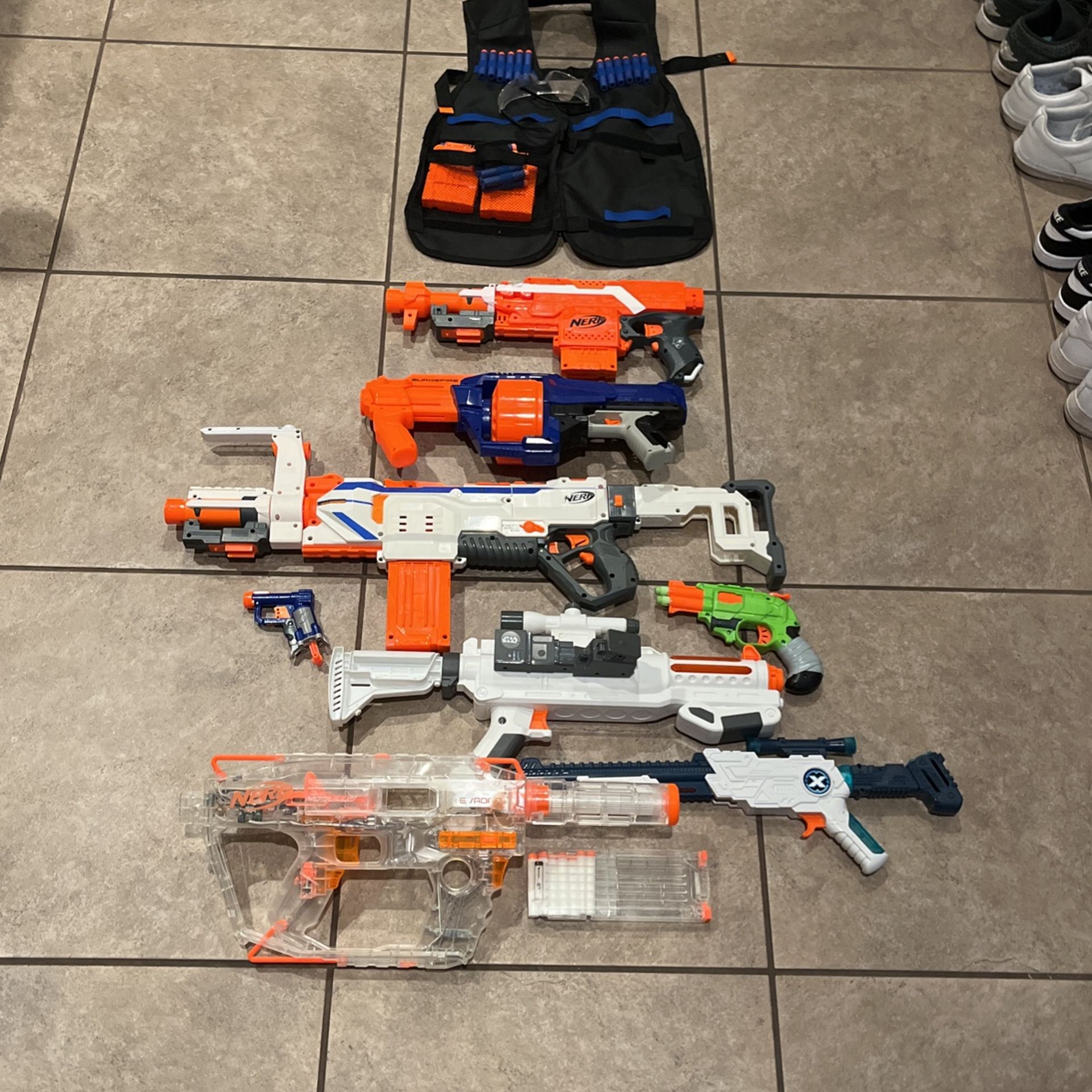 Nerf Guns, Ammo, Vest