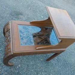 Solid Wood Hand Carved 2 Level Side / End Table