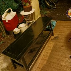 46in Long Black Wood Bench 25 Firm