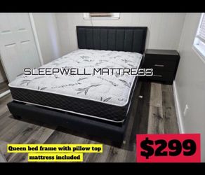 Queen size bed frame with mattress included