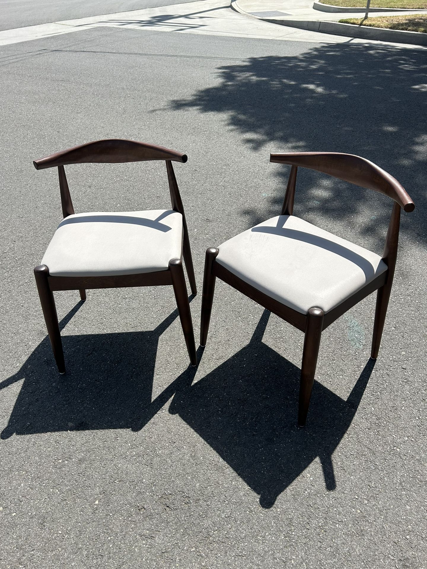 2xhome Contemporary Farmhouse Wood Cushion Seat Dining Chairs Desk Elbow Side Chair for Living Room Bedroom Kitchen