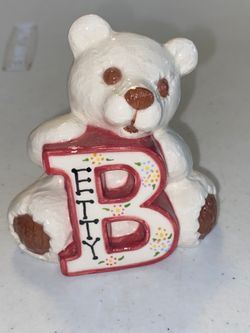 3” personalized Ceramic Teddy Bear Figurine keepsake Name Betty