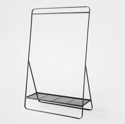 Metal Garment Rack Black - Brightroom™: Powder-Coated Metal Clothing & Hanging Rack, Fixed Rod & Shelf, 165 lb Capacity