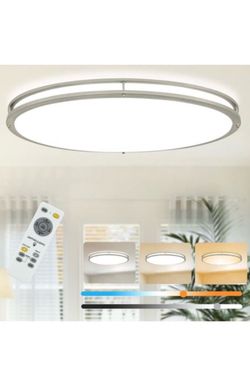32-Inch Oval LED Ceiling Light, 35W, 3000LM, Adjustable 3000K/4000K/5000K, Brushed Nickel Finish, Dimmable Ceiling Light for Bedroom, Living Room
