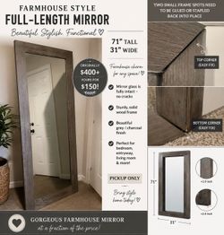 Farmhouse Grey Full-Length Mirror 71” x 31” – $150
