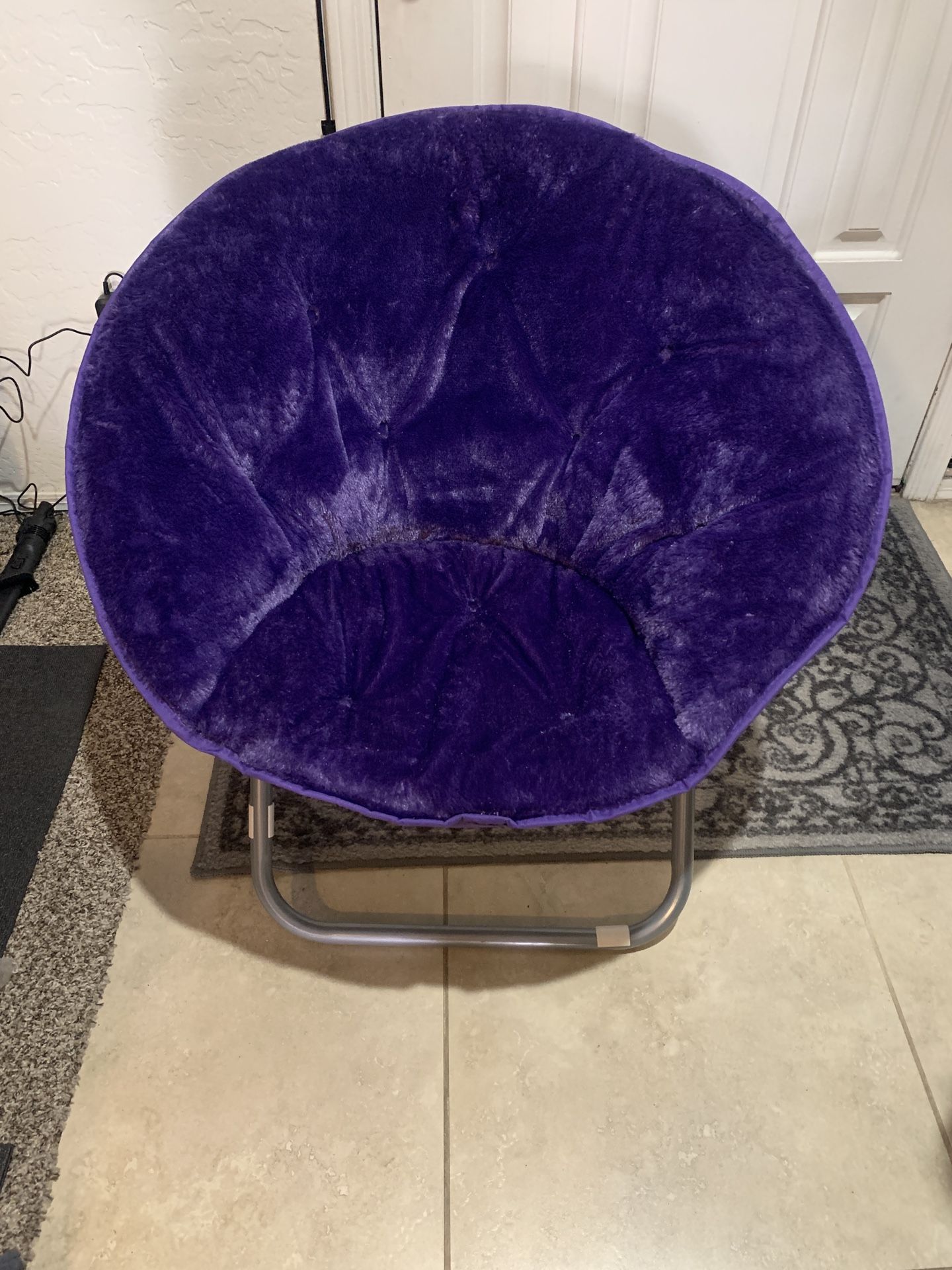 Kids Purple Faux Fur Teen Saucer Chair, Foldable