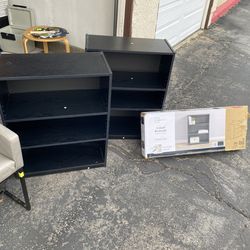 2 black  3 shelf bookshelf’s