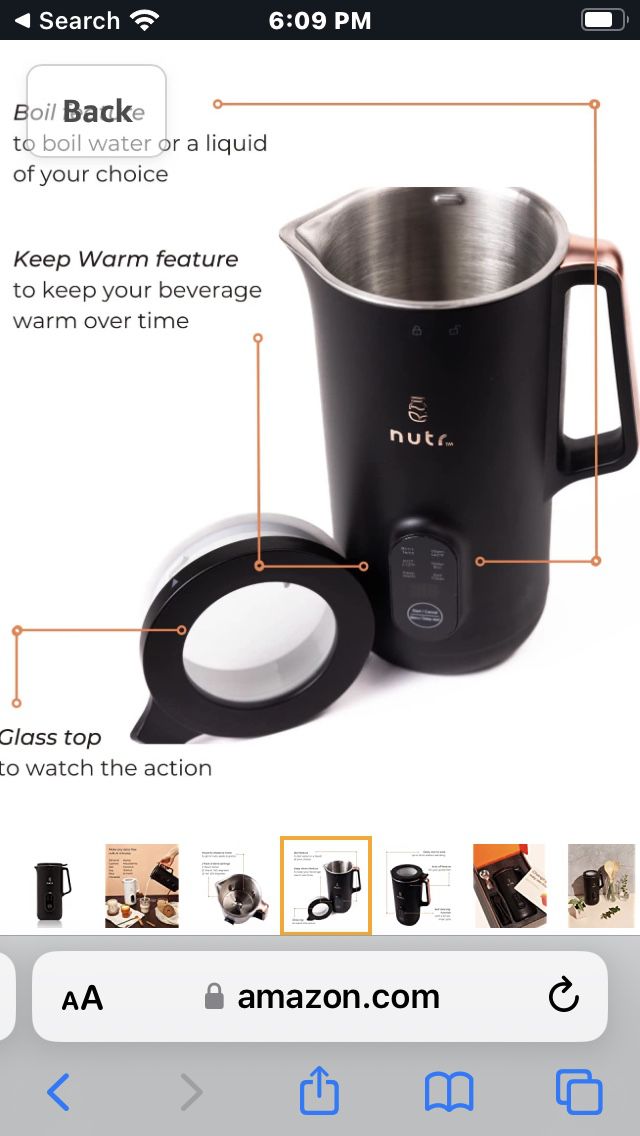 NUTR Machine Automatic Nut Milk Maker, Homemade Almond, Oat, Coconut, Soy, or Plant Based Milks and Non Dairy Beverages, Boil and Blend Single Serving