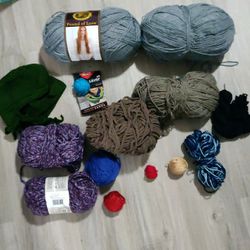 Assorted Synthetic Yarns For Knitting Or Crochet