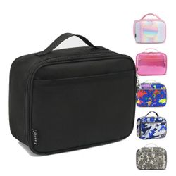 Kids Lunch box Insulated Soft Bag Mini Cooler Back to School Thermal Meal Tote Kit for Girls, Boys, Black