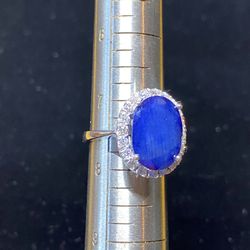 14k White Gold Sapphire & Diamonds Ring