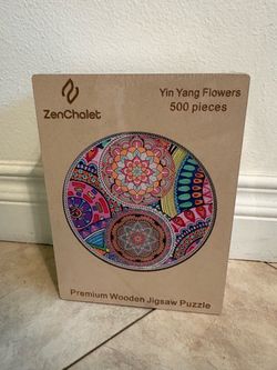 ZenChalet Yin Yang Flowers 500-Piece Wooden Jigsaw Puzzle