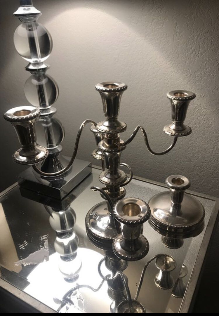 Sheffield silver plated 3 candelabra. Made in USA
