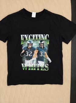 Black 100% Cotton Exciting Whites Football Graphic T-Shirt Size S
