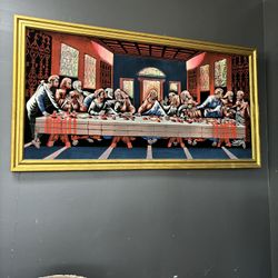 Vintage Last Supper Velvet Picture