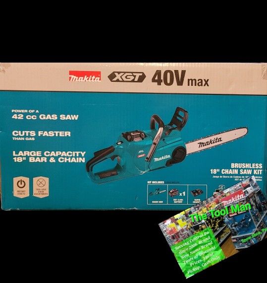 Makita 18" 40v Cordless Chainsaw Kit Brushless $335 Firm Pickup Only