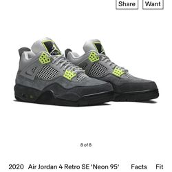 2020 Air Jordan 4 Retro SE 'Neon 95'