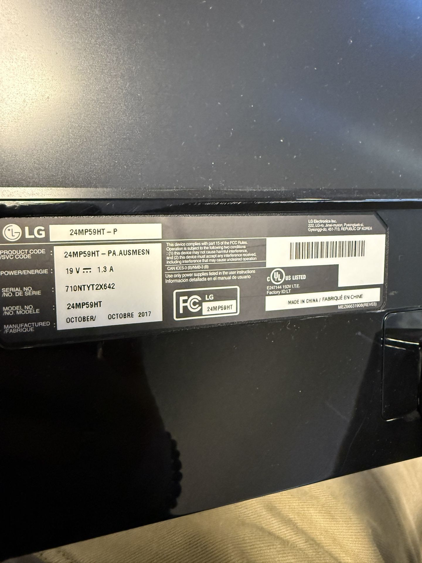 LG 24 LED Monitor 24MP59HT P