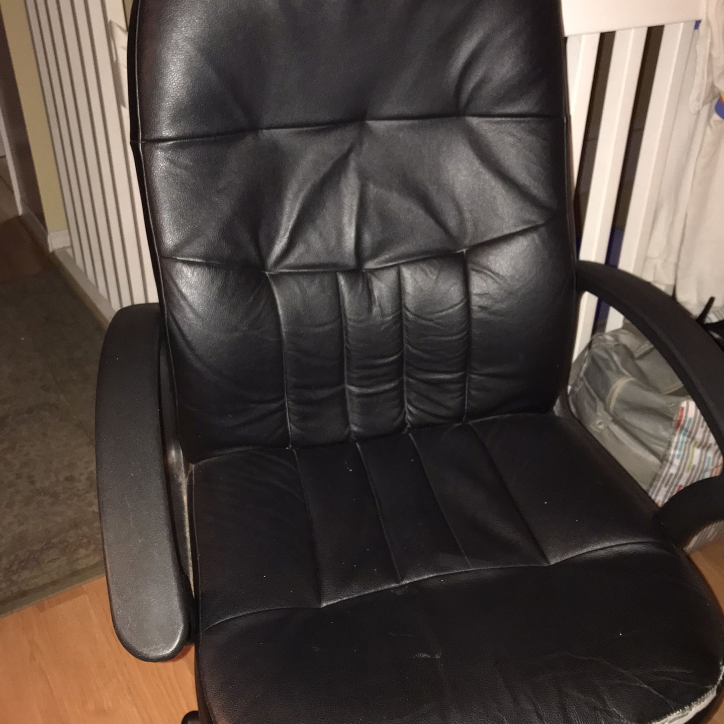 Tall, Comfortable, Ergonomic, Lumbar Support, All Leather Black Office Chair