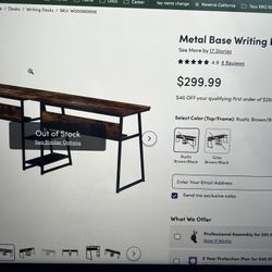 Desk With A Metal Base (seats 2)