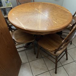 Solid Oak Table And Chairs