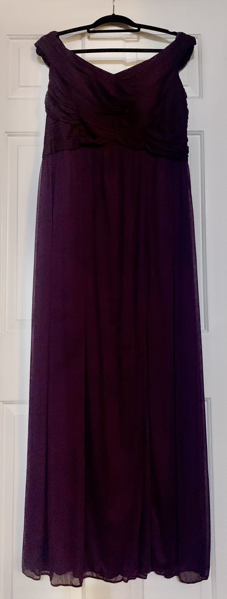 Plum Off The Shoulder Full Length Formal Dress