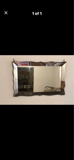 Vintage Art Deco Venetian-style wall mirror, likely dating from the 1940s to 1950s.