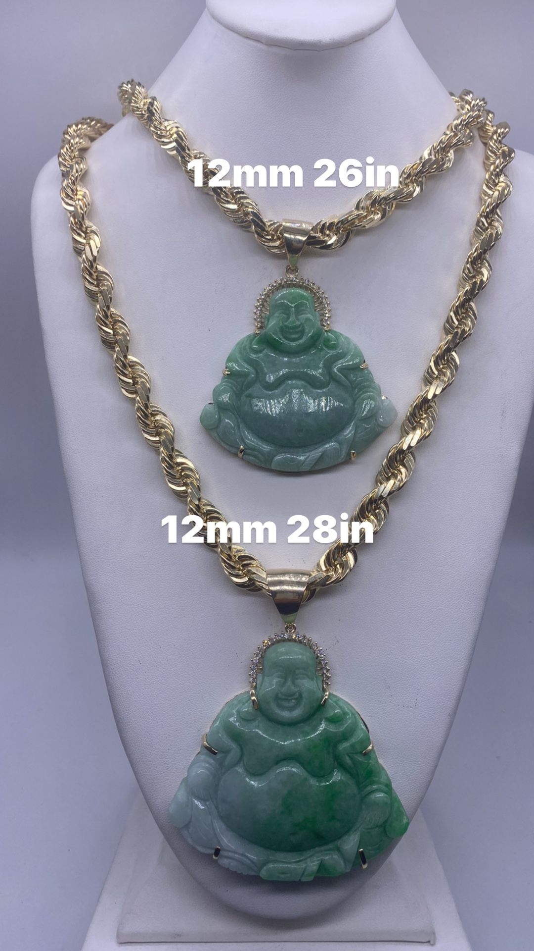 14K 12mm Diamond Cut Rope Chain 26in &28in full size pendants sell separately. brand new re stock.