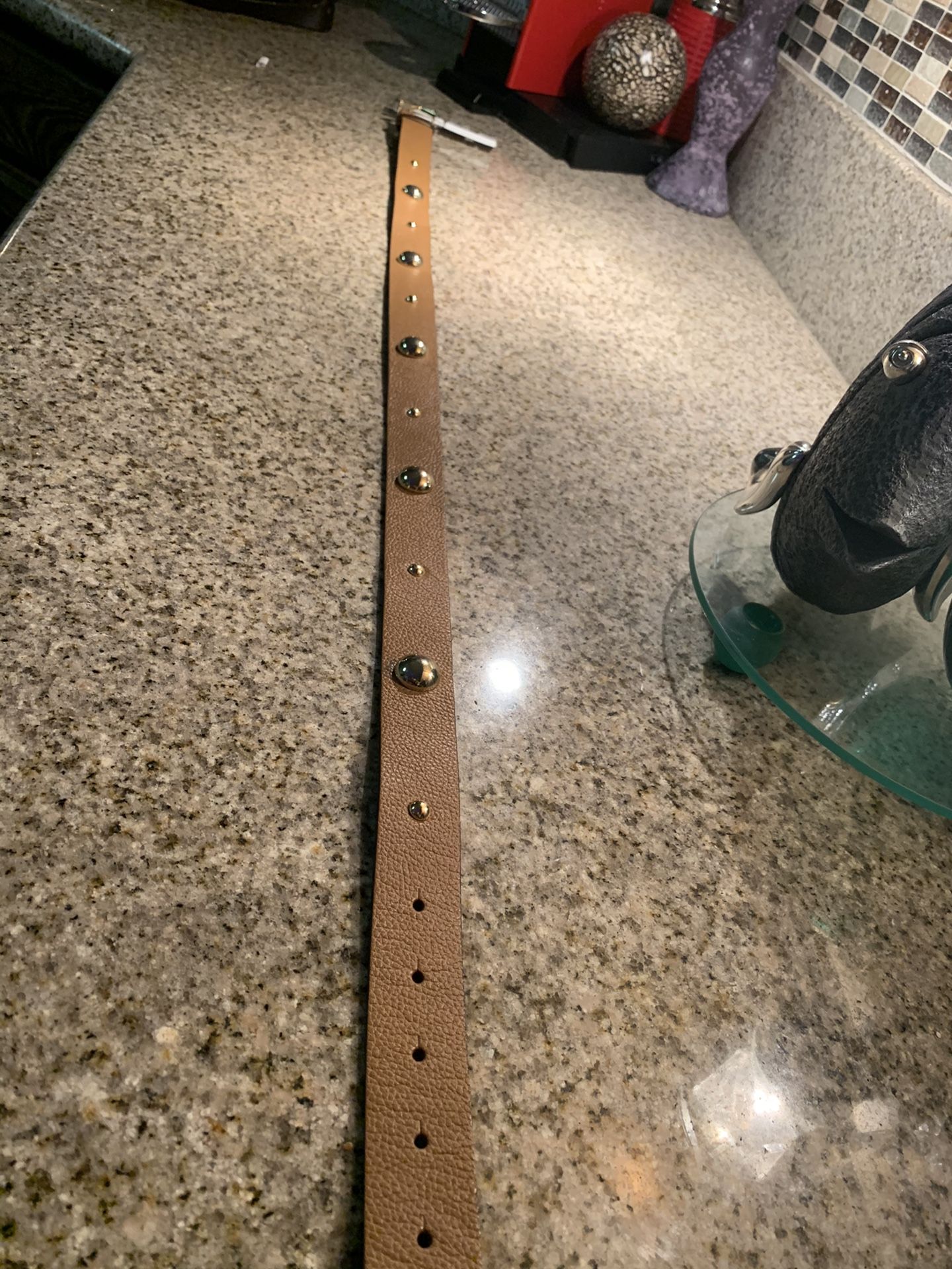 MICHAEL KORS??”MK STUDDED PEBBLE LEATHER BELT~Sz:L  display picture 1