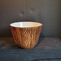 Vintage MCM Treasure Craft Ceramic Faux Wood Planter 3.5" Tall