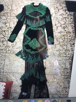 Amazing green black beaded dress