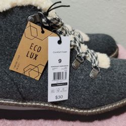 Madden NYC Women's Gray Hiker Wedge Lace Up Boots  shoes Size 9