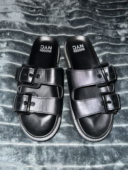 Chunky Black Buckle Sandals