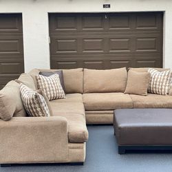Sofa/Couch Sectional - Light Brown - Fabric - Delivery Available 🚛