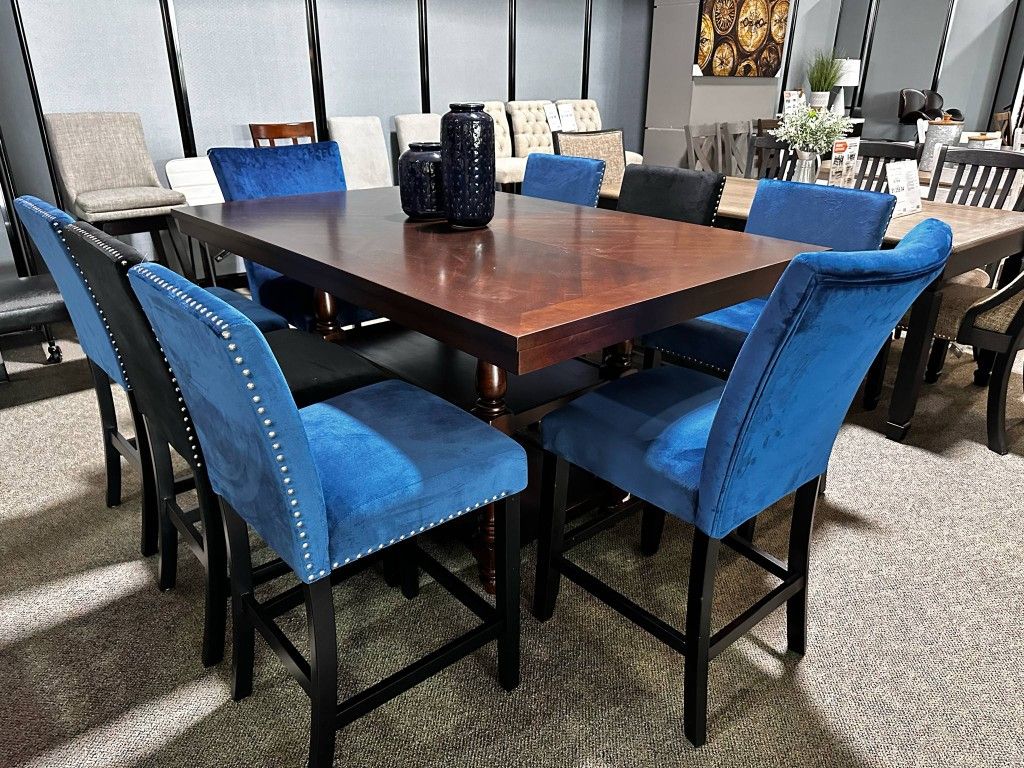 AP🎉 Perfect, 9 Piece - Counter Height Dining Table & 8 Chairs// Financing & Delivery Available