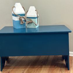 Adorable Yet Practical Small Decorative Wooden Bench In Dark Teal