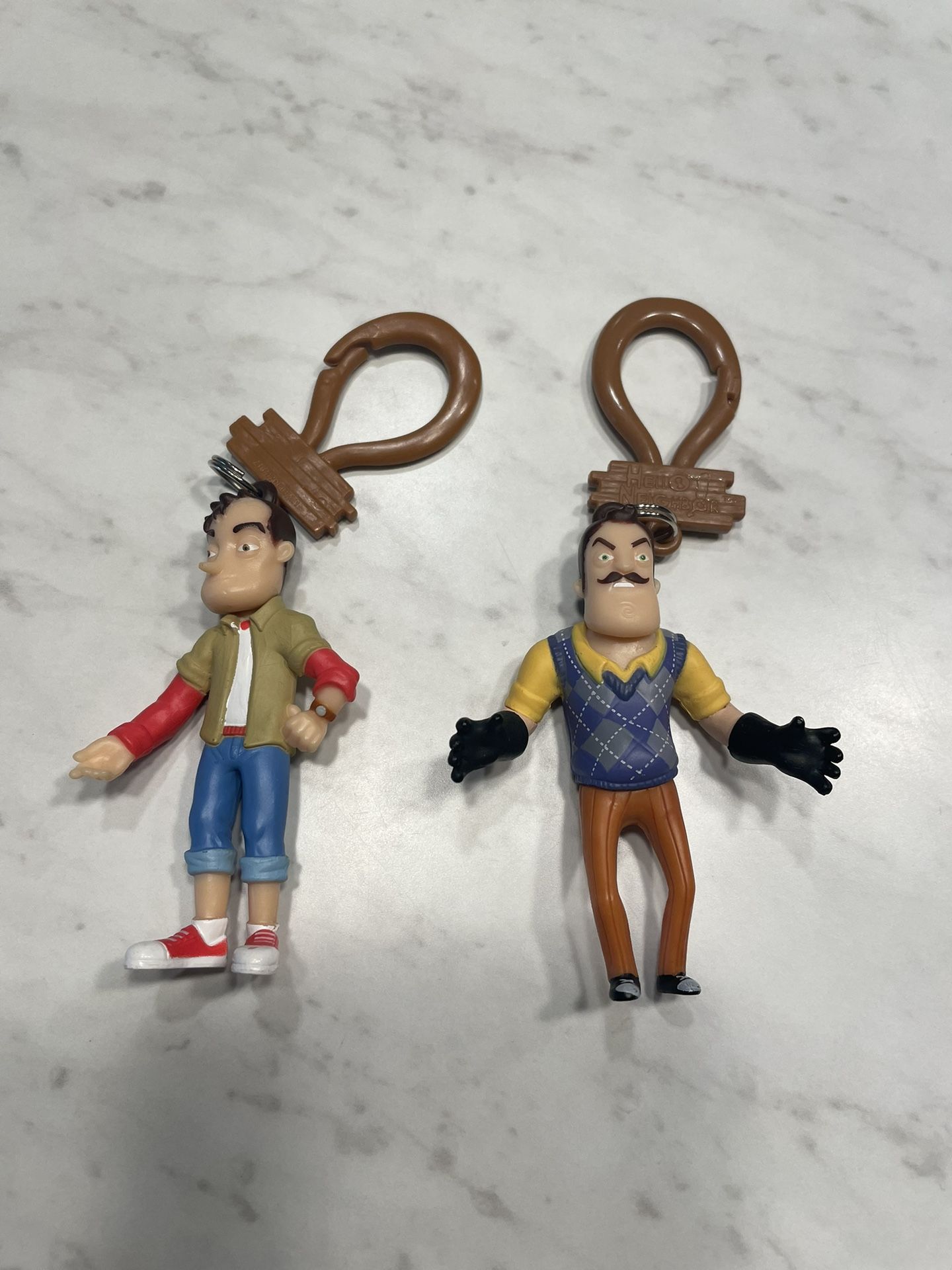 Lot of 2 Hello Neighbor Keychains Theodore Peterson Nicky Roth FREE SHIPPING