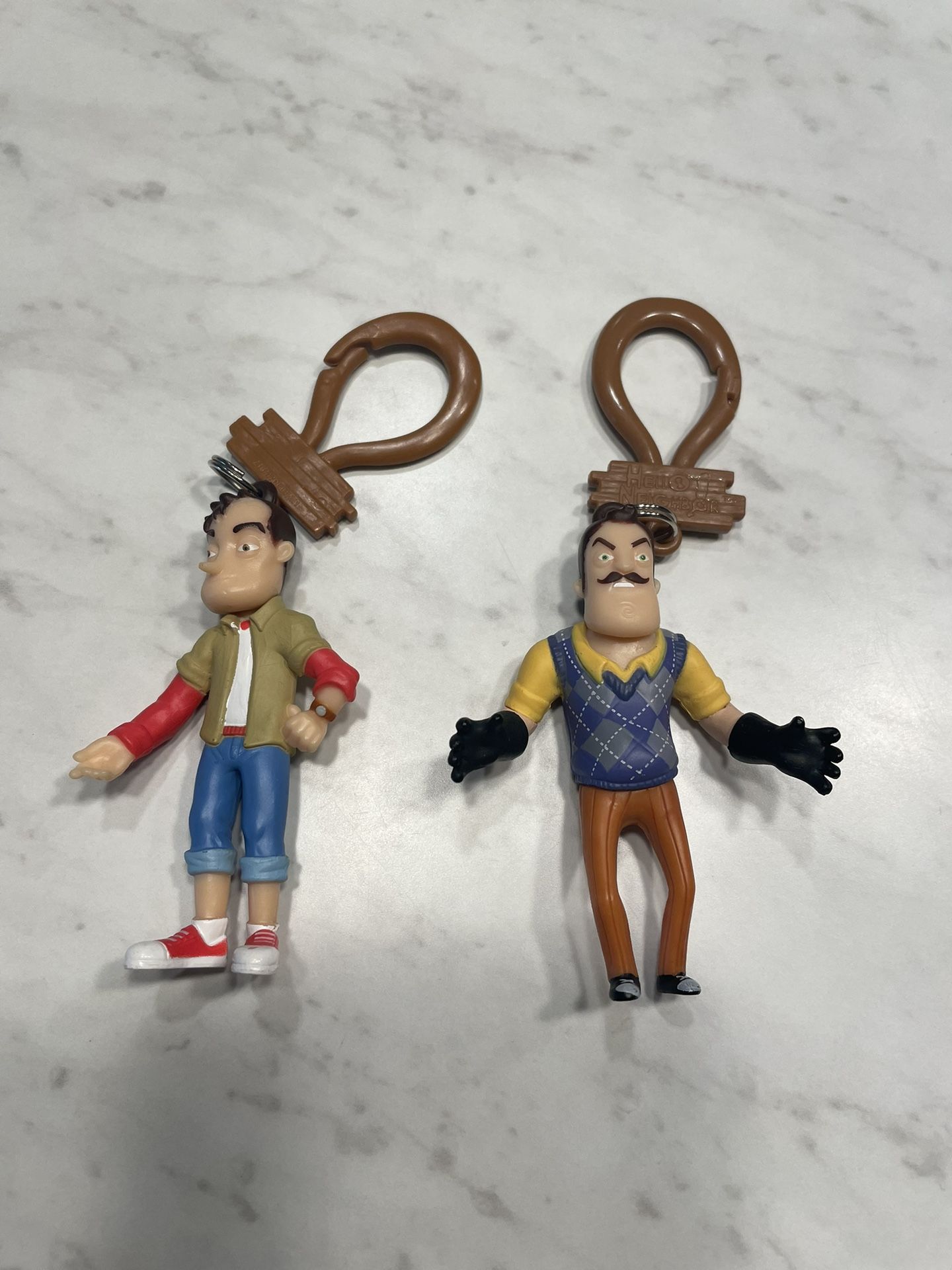 Lot of 2 Hello Neighbor Keychains Theodore Peterson Nicky Roth FREE SHIPPING 