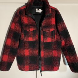 Topman Men’s Sherpa Red and Black Jacket (M)