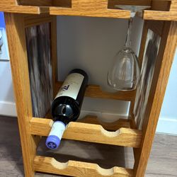 Small Wood And Glass Wine Rack