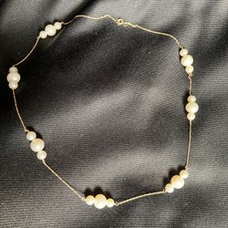 17” 14k Gold Chain And Fresh Water Pearl Choker